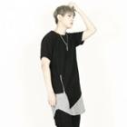 Asymmetric-hem Short-sleeve T_shirt