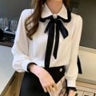 Two Tone Tie-neck Blouse