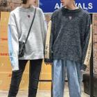 Couple Matching Color Panel Lettering Sweater