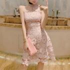 Cross Open-back Lace Dress