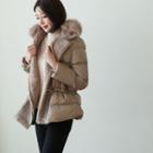 Faux-shearling Drawcord Padded Jacket