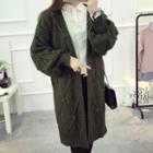 Balloon-sleeve Long Chunky Cardigan