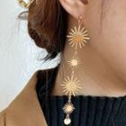 Sun Alloy Dangle Earring K110 - 1 Pair - Gold - One Size