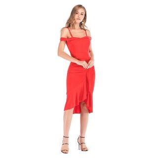 Cold Shoulder Ruffle Sheath Party Dress