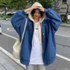 Mock Two-piece Hooded Color Block Jacket