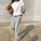 Two-tone Sweatshirt & Sweatpants Set Gray - One Size