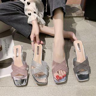 Round Heel Floral Slide Sandals