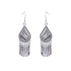 Fringed Drop Earring 1 Pair - Hqef-521 - Silver - One Size