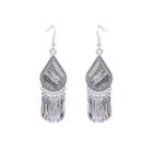 Fringed Drop Earring 1 Pair - Hqef-521 - Silver - One Size