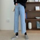 Cropped Distressed Loose Fit Jeans