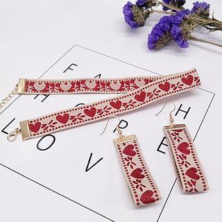 Embroidered Choker/ Earrings