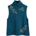 Mock Neck Floral Sweater Vest