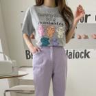 Short-sleeve Bear-illustrated T-shirt