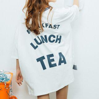 Lettering Tipped 3/4 Sleeve T-shirt
