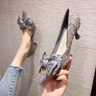 High Heel Bow Floral Bow Pumps