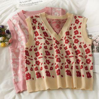 Printed Slim-fit Knit Vest