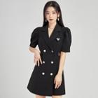 Short-sleeve Applique Mini Blazer Dress