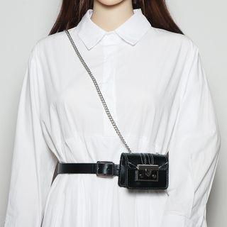 Alloy Chain Faux Leather Belt Bag