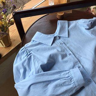 Stitched Shirred-shoulder Blouse