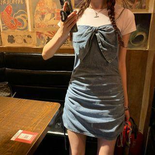 Short-sleeve T-shirt / Bow Strappy Dress