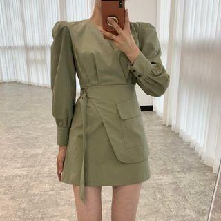 Puff-sleeve Wrap Blazer Dress