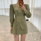 Puff-sleeve Wrap Blazer Dress