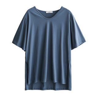 V-neck Plain Oversize Split Top