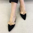 Pointed Bow Accent Low Heel Mules