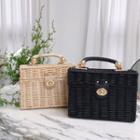 Woven-rattan Hand Bag With Chain Strap