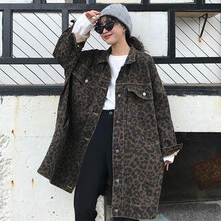 Leopard Pattern Long Button Jacket