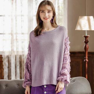 Fringed Crew-neck Sweater