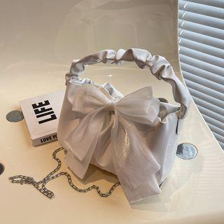 Shirred Strap Bow Crossbody Bag
