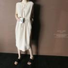 Linen Blend Shirtwaist Midi Dress