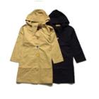 Bow-accent Hooded Buttoned Trench Jacket