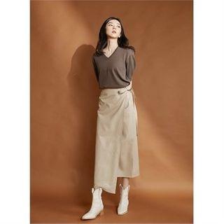 Pleather Maxi Wrap Skirt