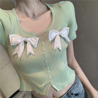 Bow Detail Short Sleeve Cardigan