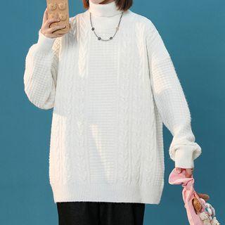Turtleneck Cable Knit Oversized Sweater