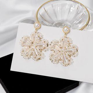 Faux Pearl Crystal Flower Dangle Earring As Shown In Figure - One Size