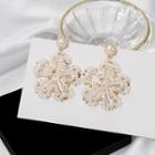 Faux Pearl Crystal Flower Dangle Earring As Shown In Figure - One Size