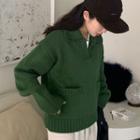 Front-pocket Polo Sweater Green - One Size