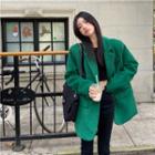 Notch Lapel Single-breasted Jacket Green - One Size