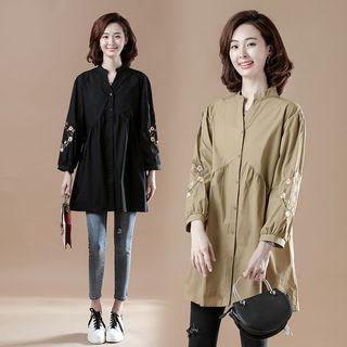 Floral Embroidery Oversized Shirt