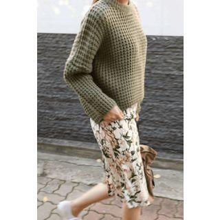 Wool Blend Chunky Waffle-knit Sweater