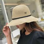 Grosgrain-trim Raffia Sun Hat