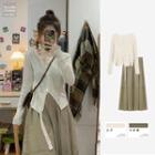 Asymmetrical Cardigan / Midi A-line Skirt