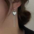 Heart & Bear Asymmetrical Alloy Earring 1 Pair - Silver - One Size
