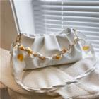 Chain Ruched Faux Leather Shoulder Bag
