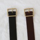 Metallic-buckle Genuine-leather Belt
