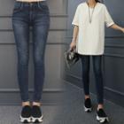 Low-rise Band-waist Skinny Jeans