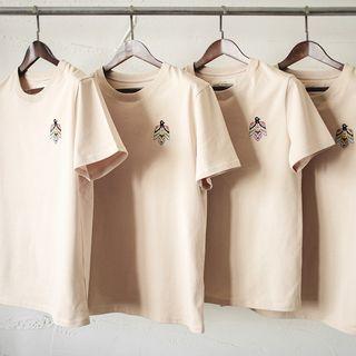Bird Embroidered Crew-neck Short-sleeve T-shirt